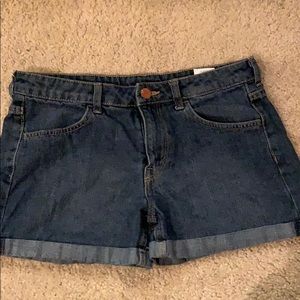 Blue denim shorts